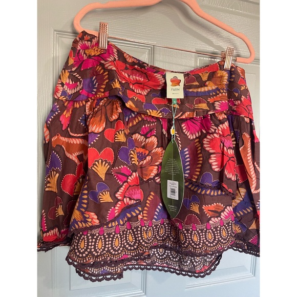 FARM Rio Brown Bright Flora Mini Skirt NWT SZ XL - Picture 9 of 16